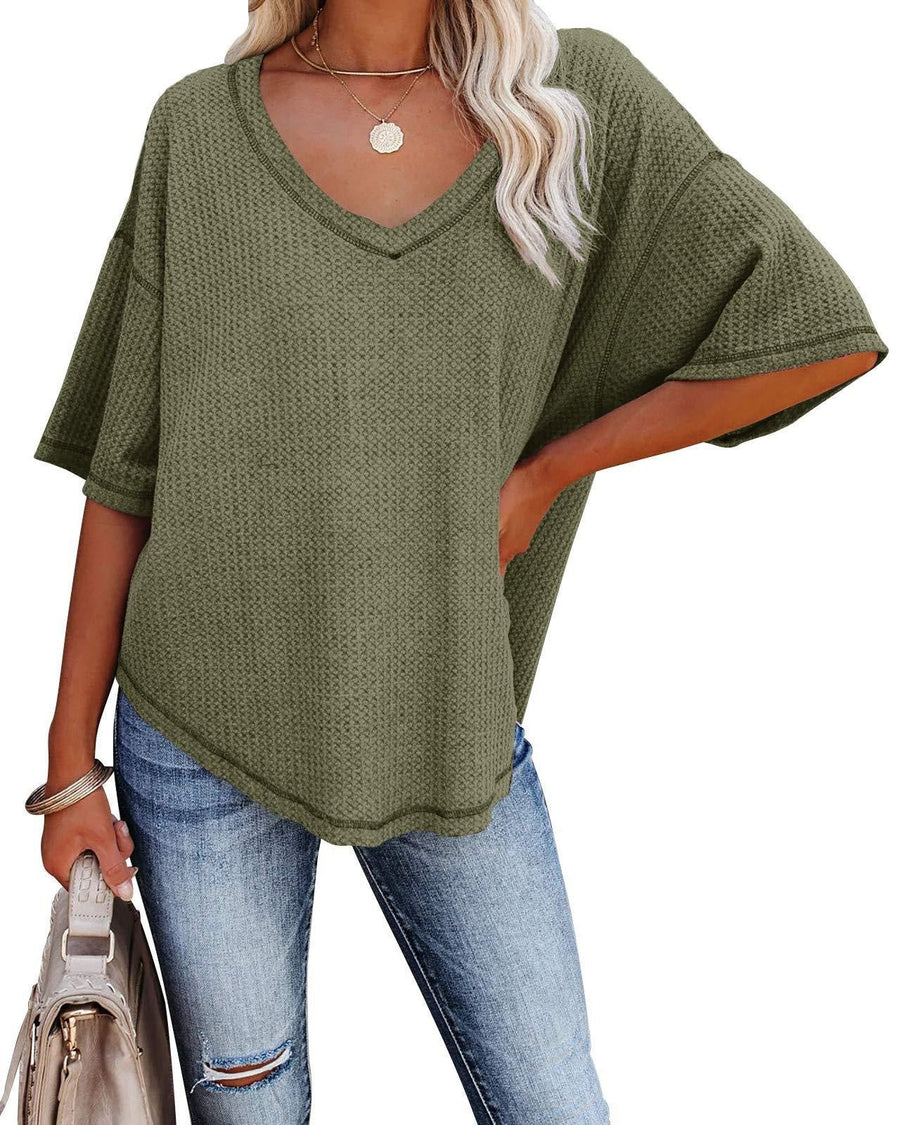 Brielle | Women's Textured Oversized Casual Top in Olive