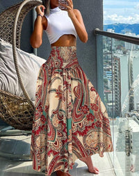 Brigitta | Women's Elastic Waist Skirt – Maxi Skirt in Apricot