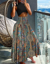 Brigitta | Women's Elastic Waist Skirt – Maxi Skirt in Gray