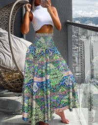 Brigitta | Women's Elastic Waist Skirt – Maxi Skirt in Green