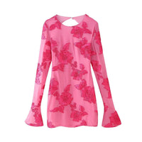 Brigitte | Women's Lace Floral Elegant Blouse in Magenta