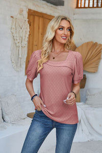 Bronwen | Women's Puff Sleeve Elegant Blouse in Skin Pink