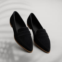 Brooke | Women's Pointed Toe Slip-On Loafers in Black