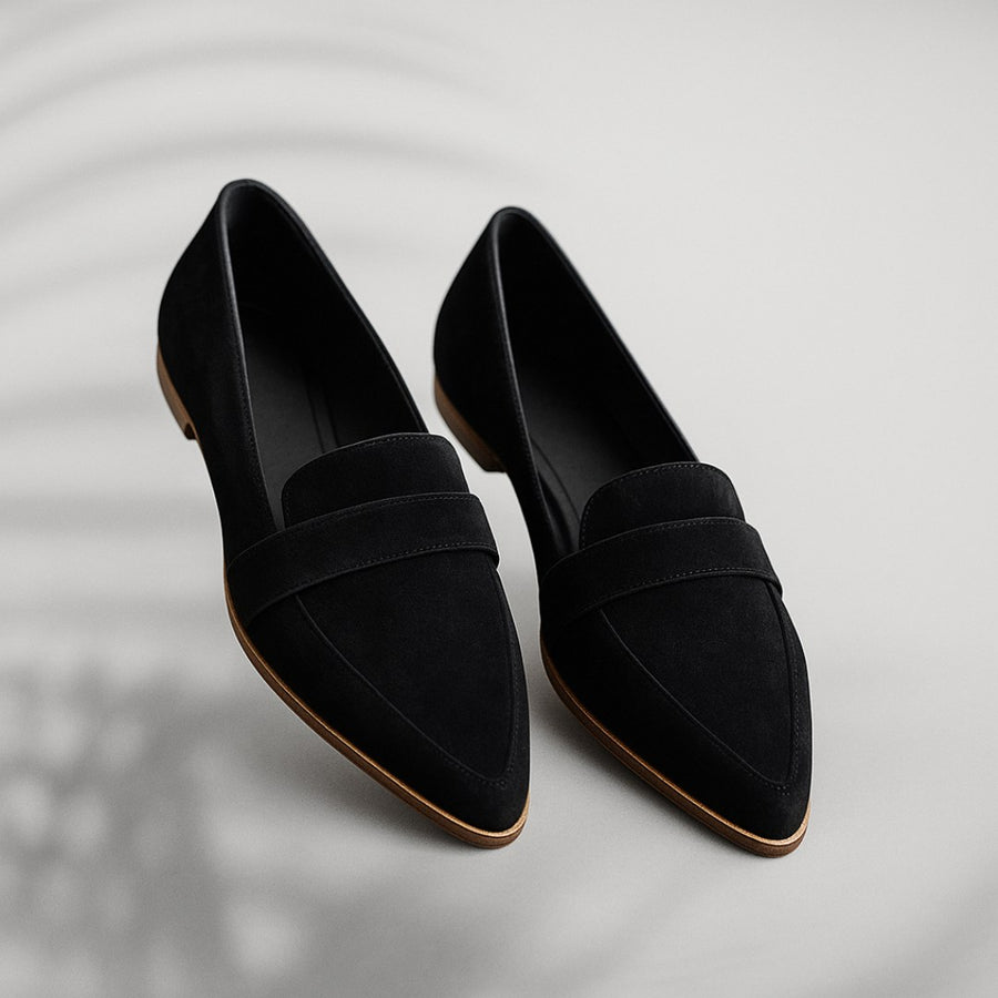 Brooke | Women's Pointed Toe Slip-On Loafers in Black