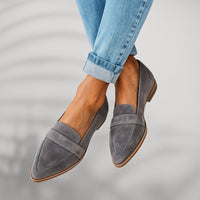 Brooke | Women's Pointed Toe Slip-On Loafers in Gray