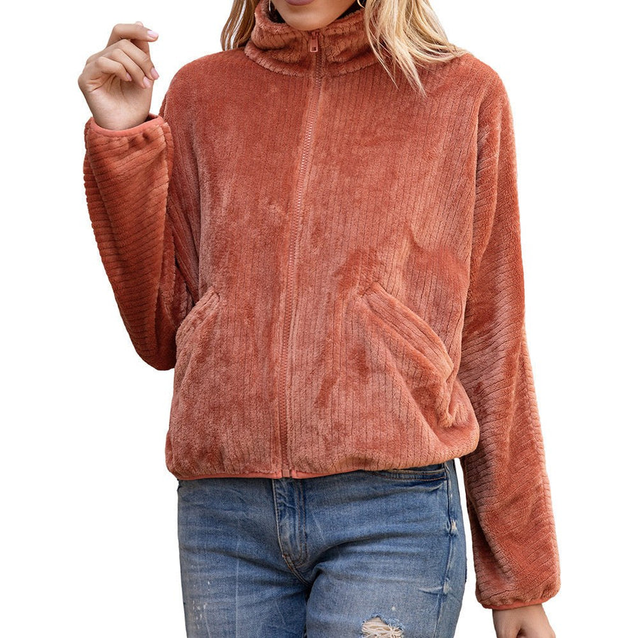 Brunella | Women's Pockets Fleece Jacket in Orange