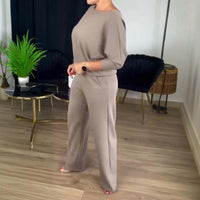 Brunhilde | Women's Longline Cardigan Straight Pants Three-Piece Set