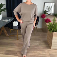 Brunhilde | Women's Longline Cardigan Straight Pants Three-Piece Set
