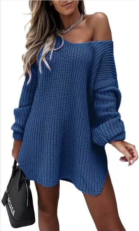 Cadence | Women's Oversized Knit Casual Dress in Blue