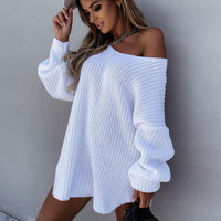Cadence | Women's Oversized Knit Casual Dress in White