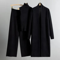 Cadence | Women's Matching Outfit With Layered Elements Three-Piece Set in Black
