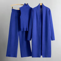 Cadence | Women's Matching Outfit With Layered Elements Three-Piece Set in Blue