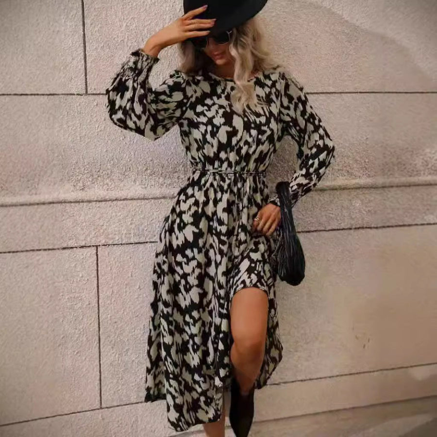 Cadence | Women's Elastic Waist Dress – Casual Dress in Leopard