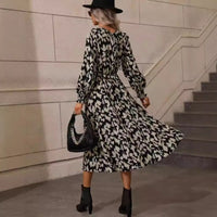 Cadence | Women's Elastic Waist Dress – Casual Dress in Leopard
