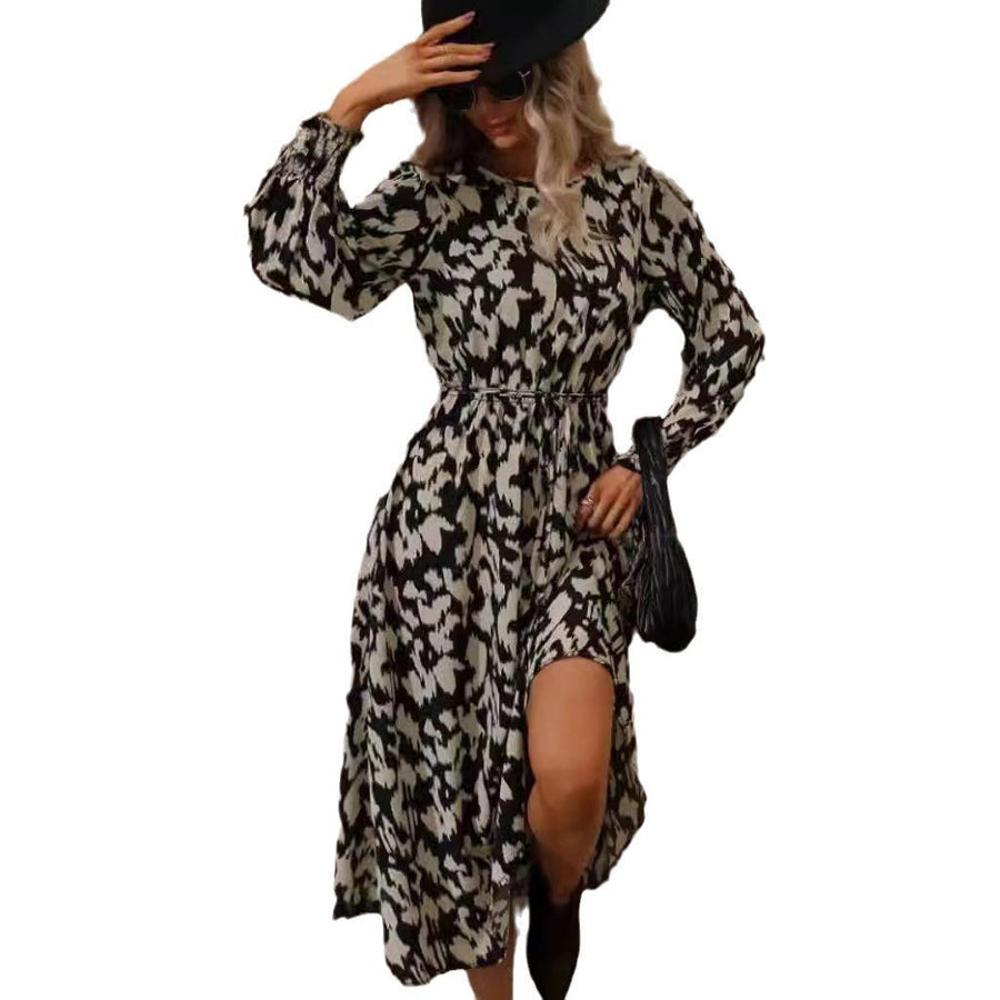 Cadence | Women's Elastic Waist Dress – Casual Dress in Leopard