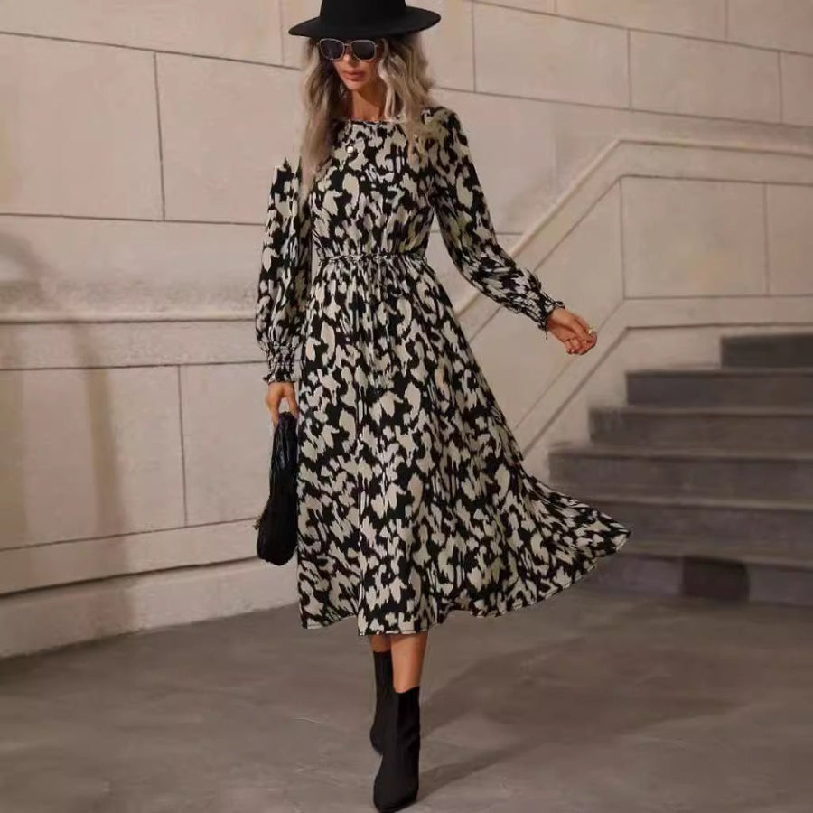 Cadence | Women's Elastic Waist Dress – Casual Dress in Leopard