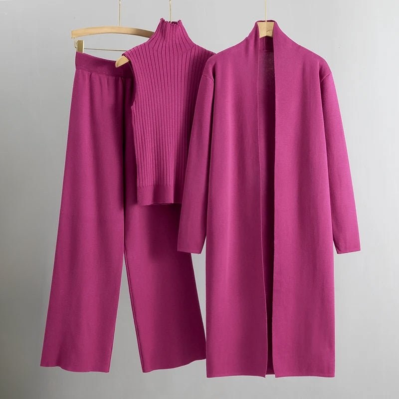 Cadence | Women's Matching Outfit With Layered Elements Three-Piece Set in Pink