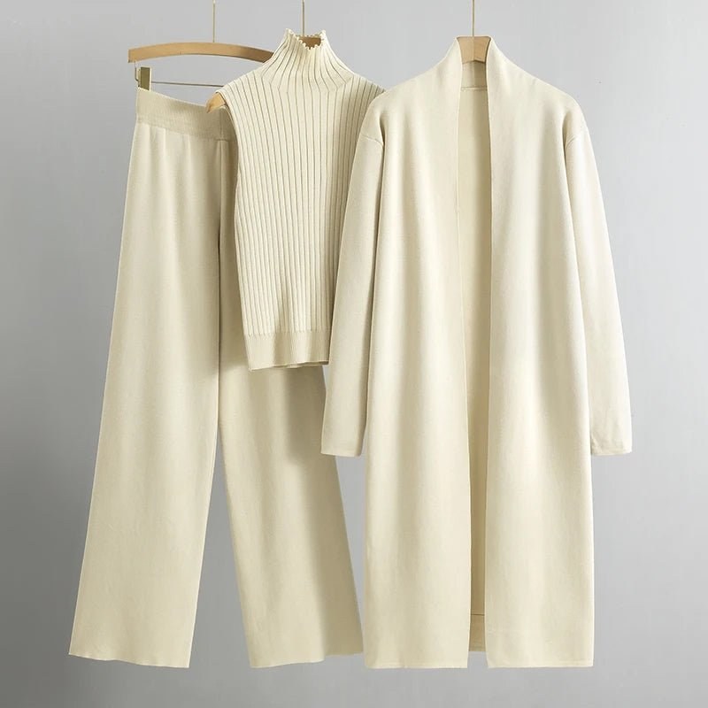Cadence | Women's Matching Outfit With Layered Elements Three-Piece Set in White