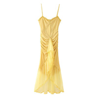 Caelia | Women's Ruffle Elegant Dress in Yellow