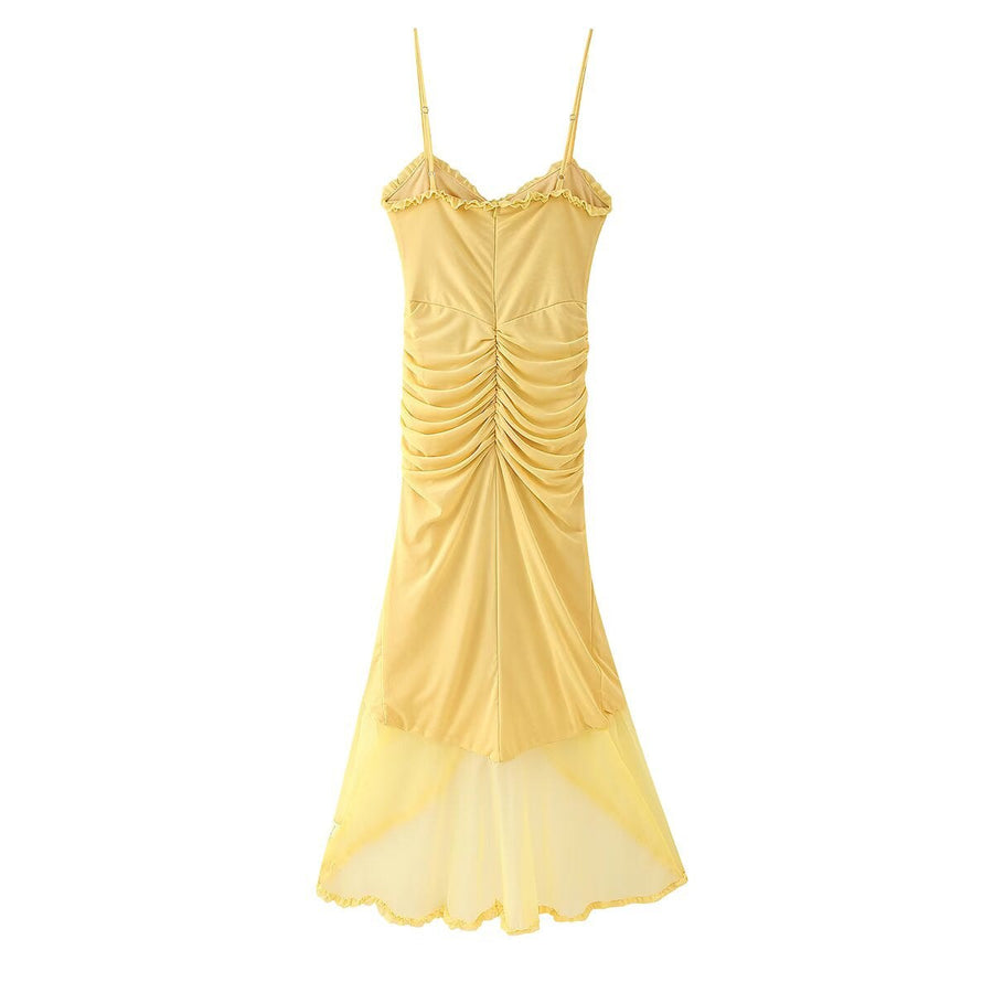 Caelia | Women's Ruffle Elegant Dress in Yellow