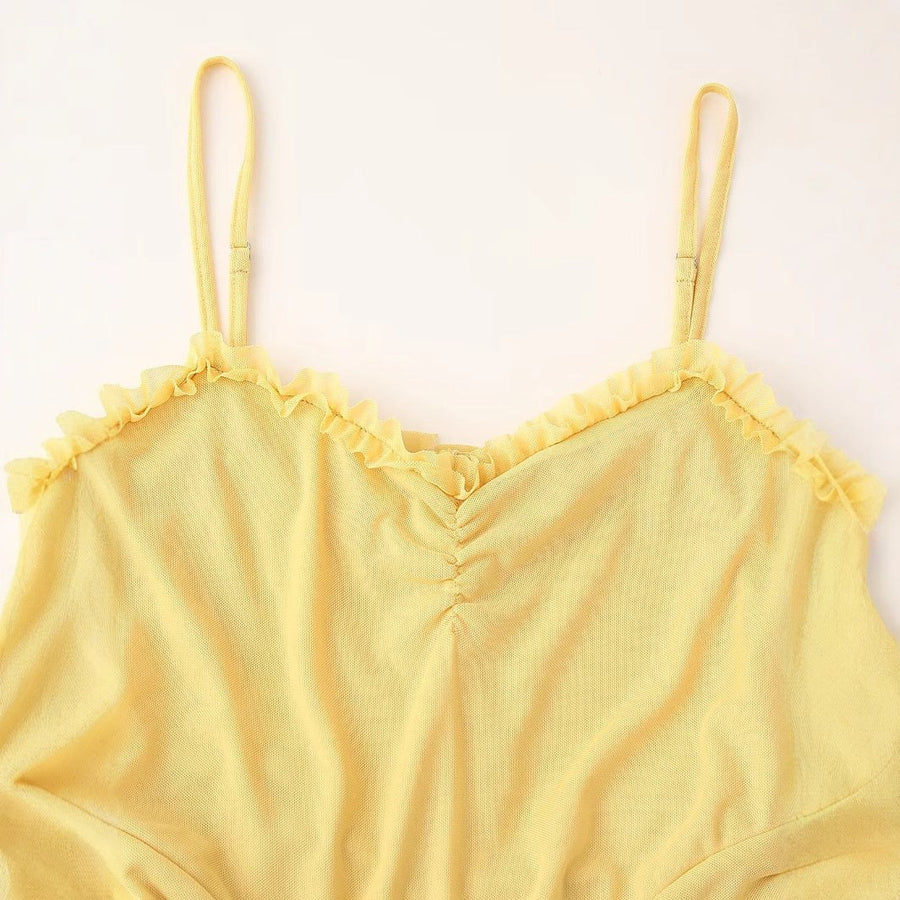 Caelia | Women's Ruffle Elegant Dress in Yellow
