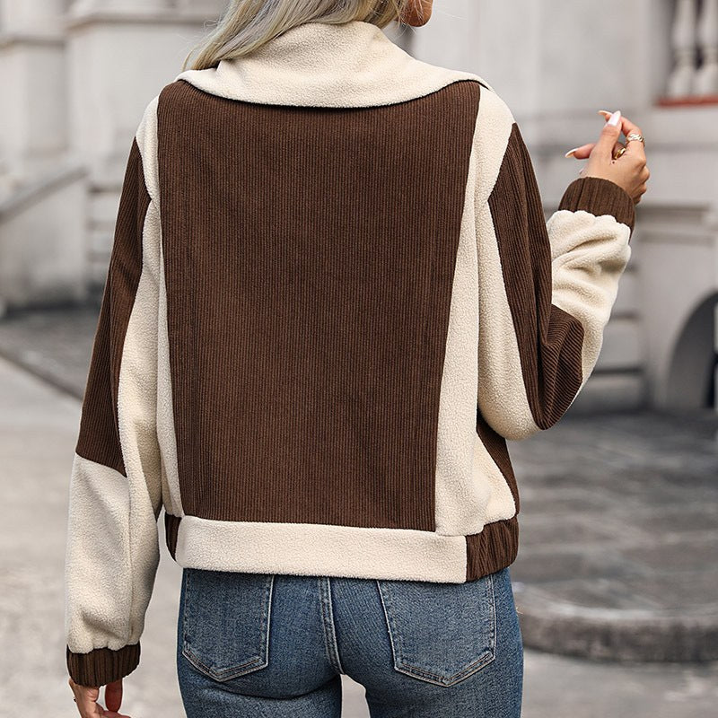 Caitriona | Women's Pockets Fleece Corduroy Fashionable Jacket in Brown