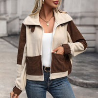 Caitriona | Women's Pockets Fleece Corduroy Fashionable Jacket in Brown