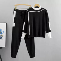 Calanthe | Women's Long Sleeve Top Jogger Pants Tracksuit in Black