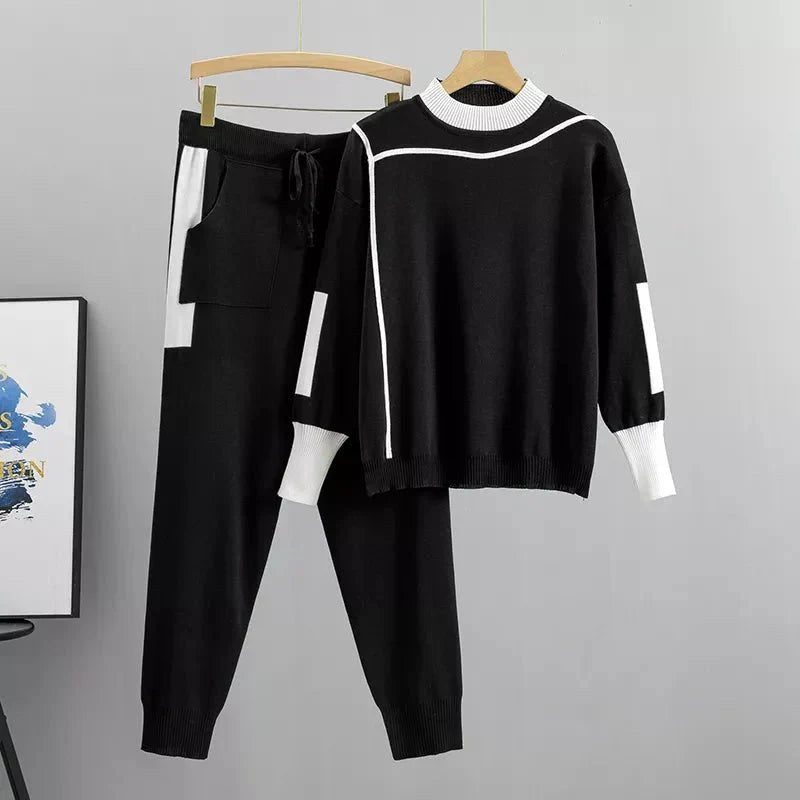 Calanthe | Women's Long Sleeve Top Jogger Pants Tracksuit in Black