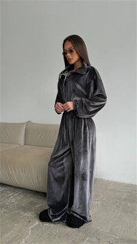 Calla | Women's Fleece Elegant Jumpsuit in Dark Gray