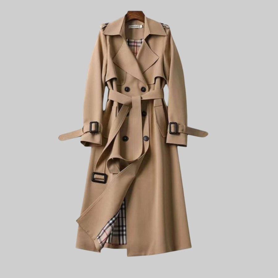 Calliope | Women's Belted Double Breasted Design Trench Coat in Beige
