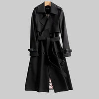 Calliope | Women's Belted Double Breasted Design Trench Coat in Black