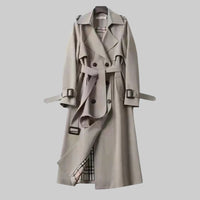 Calliope | Women's Belted Double Breasted Design Trench Coat in Gray