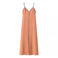 Calliope | Women's V-Neck Button Detail Dress – Casual Dress in Schokolad