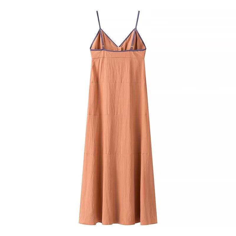 Calliope | Women's V-Neck Button Detail Dress – Casual Dress in Schokolad