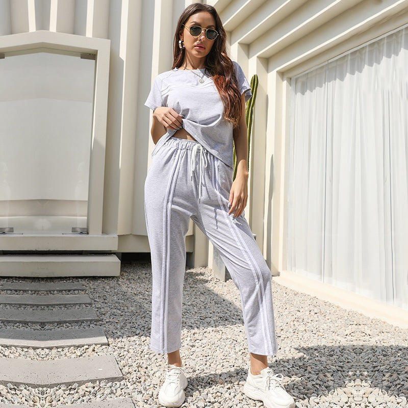 Calogera | Women's Elastic Waist Striped Two-Piece Set