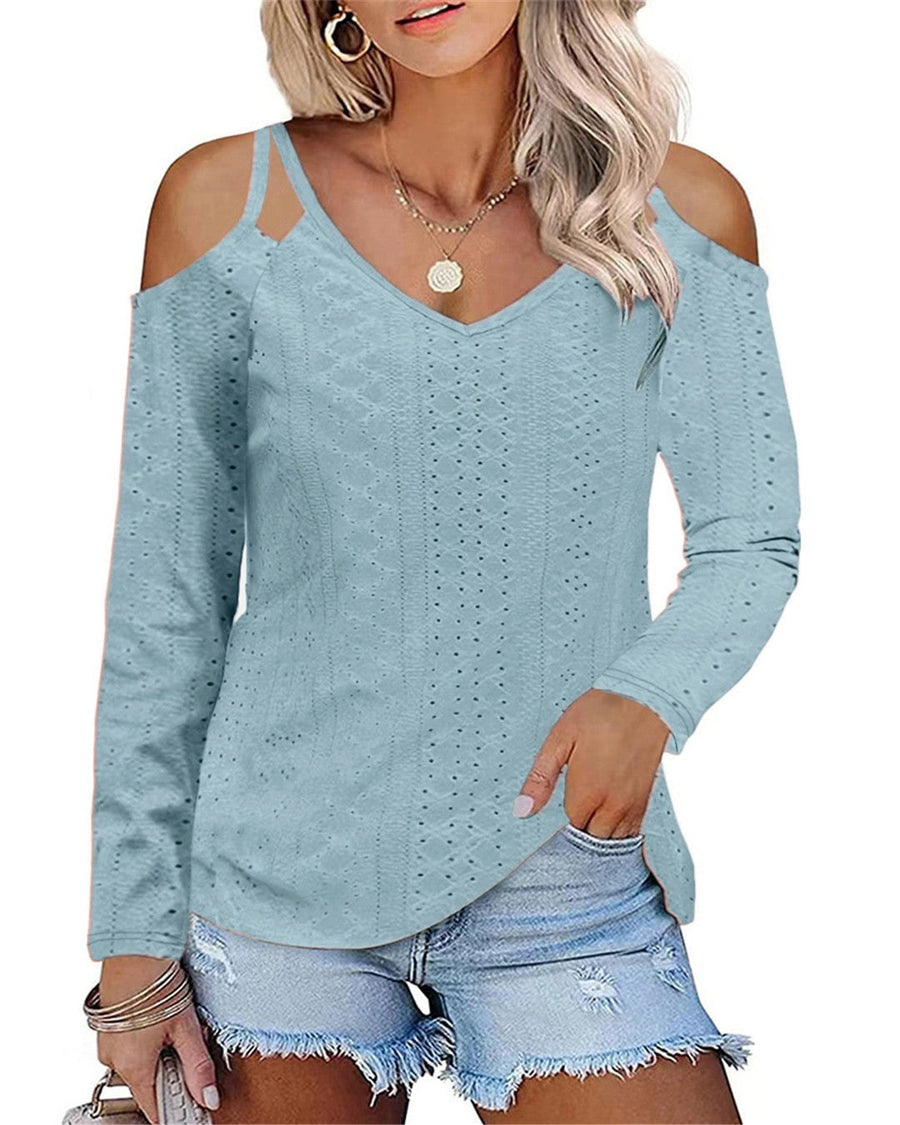 Camille | Women's V-Neck Elegant Shirt in Blue
