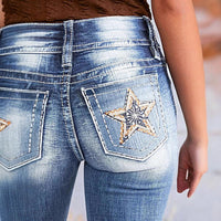 Candace | Women's Pockets Jeans in Blue