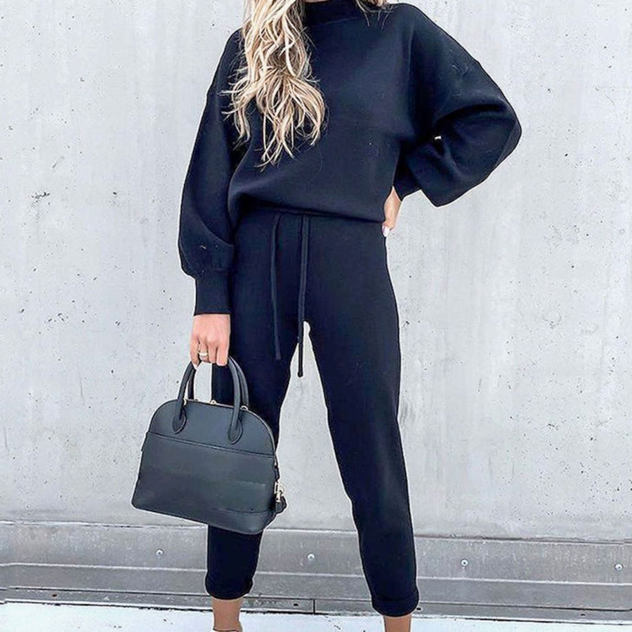 Candace | Women's Cozy Two-Piece Tracksuit Outfit Relaxed Drawstring Jogger Set in Blue