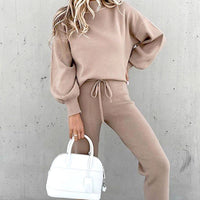 Candace | Women's Cozy Two-Piece Tracksuit Outfit Relaxed Drawstring Jogger Set in Gray Pink