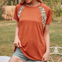 Candelaria | Women's Leopard Print T-Shirt in Orange
