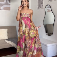 Cantara | Women's Elastic Waist Floral Skirt – Maxi Skirt in Kleid