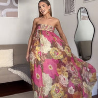 Cantara | Women's Elastic Waist Floral Skirt – Maxi Skirt in Kleid