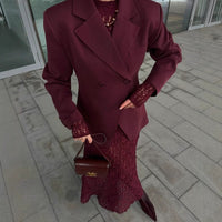 Caprice | Women's Lace Maxi Dress in Wine Red