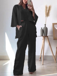 Cara | Women's Elegant Casual Two-Piece Set in Black
