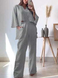 Cara | Women's Elegant Casual Two-Piece Set in Gray