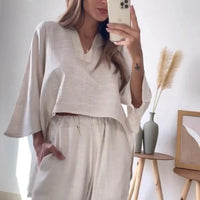 Cara | Women's Elegant Casual Two-Piece Set in White