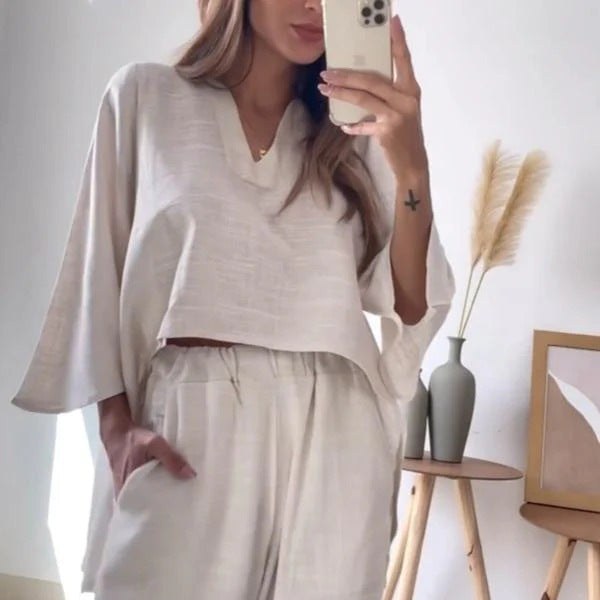 Cara | Women's Elegant Casual Two-Piece Set in White