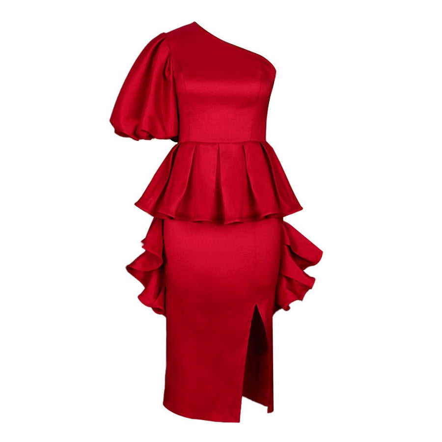 Caralyne | Women's Asymmetric Evening Dress in Red