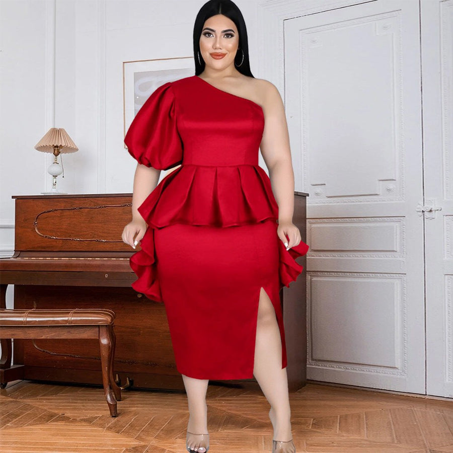 Caralyne | Women's Asymmetric Evening Dress in Red